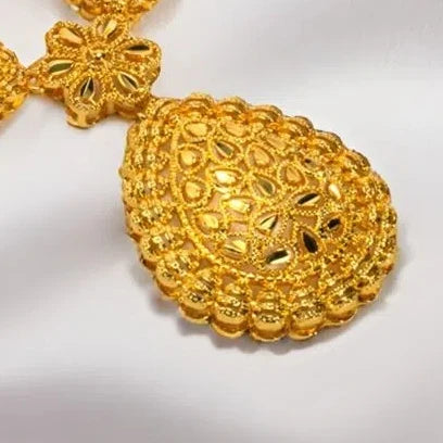 24K Gold Dubai Jewelry Sets Gifts Dubai India Style Gold Color Necklace Earring Set Plated Big African Bridal Jewelry Sets Women