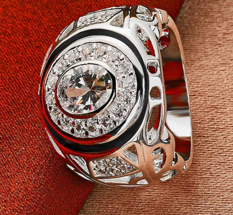 925 Sterling Silver 6-10 Size Rings For Women Man Round Large Zircon Ring Fashion Wedding Engagement Charms Party Fine Jewelry