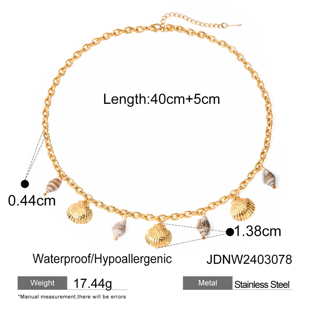 18k Gold Plated Creative Stainless Steel Ocean Summer Beach Shell Collection Personalized Attractive Women Jewelry Accessory