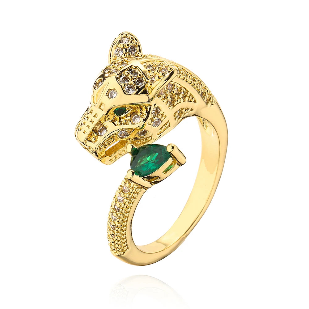 2025 New Fashion Statement Big Animal Ring For Women Girl Party Jewelry Gold Color Hollow Leopard Open Ring Wholesale