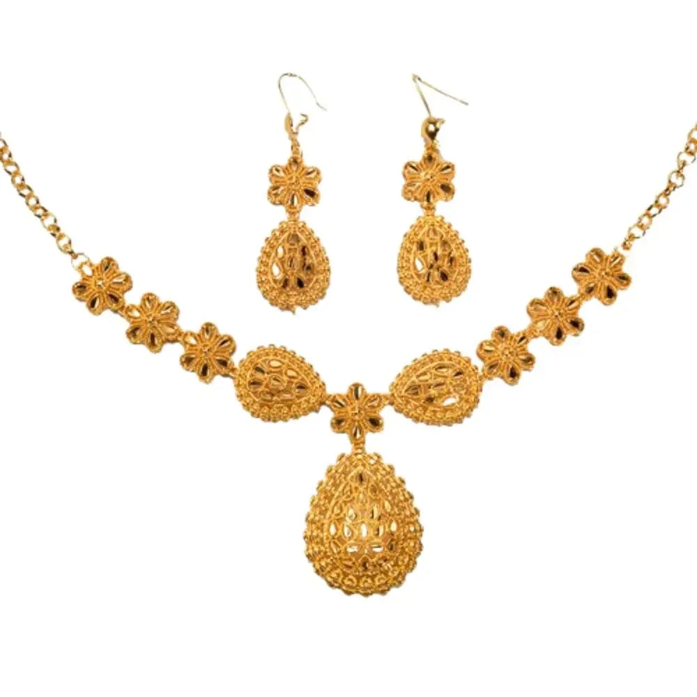 24K Gold Dubai Jewelry Sets Gifts Dubai India Style Gold Color Necklace Earring Set Plated Big African Bridal Jewelry Sets Women