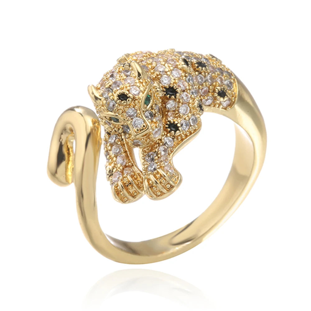 2025 New Fashion Statement Big Animal Ring For Women Girl Party Jewelry Gold Color Hollow Leopard Open Ring Wholesale