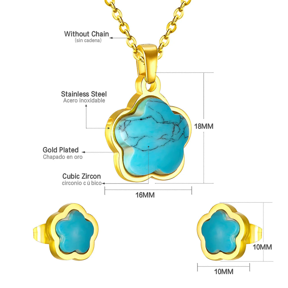 Jewelry Sets Yellow Flowers Pendant Necklace Earrings Stainless Steel For Women Gold Color 2023 Trendy Summer Wholesale