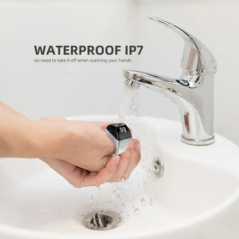 The Muslim Smart Ring is a metal ring that serves as a reminder for prayer times. It has Bluetooth capabilities and can also function as a music speaker. The ring features an OLED display and is made of ceramic, making it both stylish and functional.