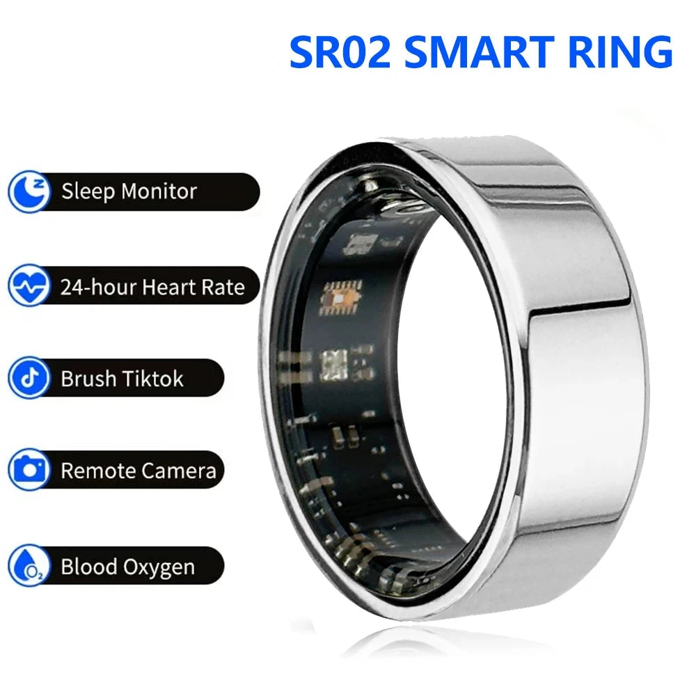 2024 Smart Ring Men Women Waterproof Heart Rate Blood Oxygen Sleep Health Monitor Sport Fitness Ring for Android IOS Android