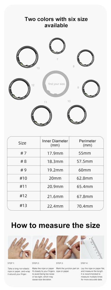 2024 Grey R03 5ATM Waterproof Smart Ring For Men Women Health Monitoring 100+ Sport Modes Fitness Tracking Waterproof Sport Ring