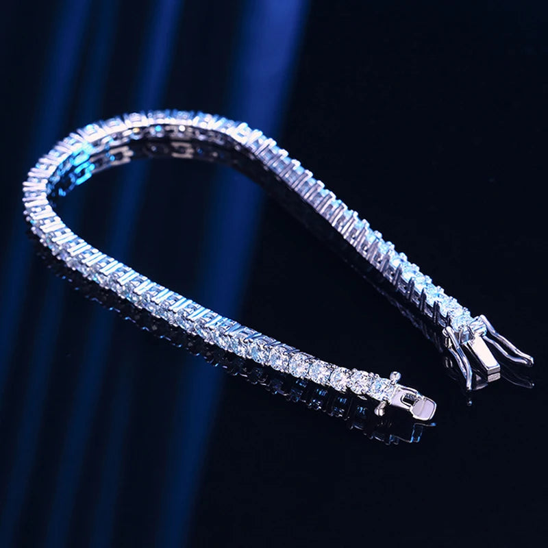 925 Sterling Silver Moissanite Bracelet 0.1ct 3mm D VVS1 Diamond with GRA for Women Sparkling Wedding Party Fine Jewelry