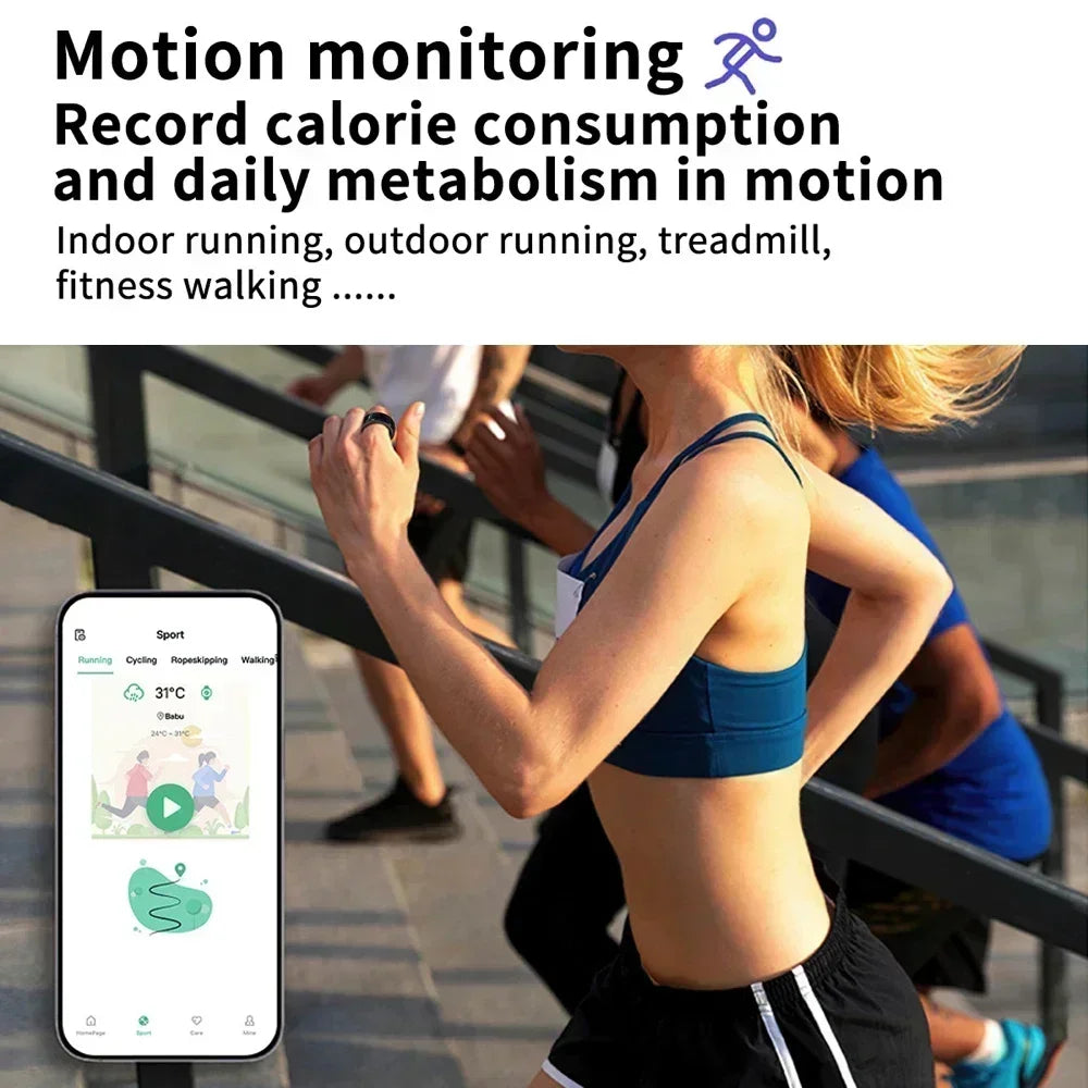 New Fitness Tracker Smart Ring Sleep Pedometer Blood Oxygen Smart Ring with APP IPX8 Waterproof for Health Heart Rate Monitorn