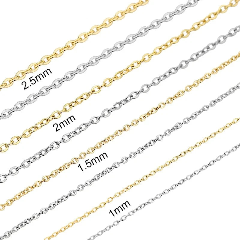 5 meters Stainless Steel Link Chains Bulk Lot 1 1.5 2 2.5mm Gold Color Necklace Chains for Diy Bracelet Supplies Jewelry Making