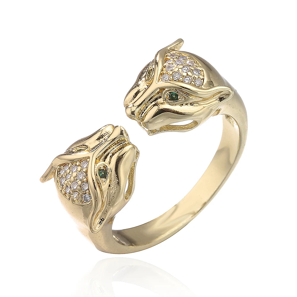 2025 New Fashion Statement Big Animal Ring For Women Girl Party Jewelry Gold Color Hollow Leopard Open Ring Wholesale