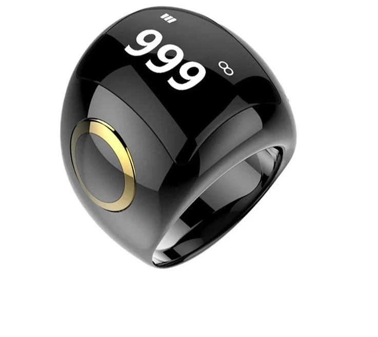 The Muslim Smart Ring is a metal ring that serves as a reminder for prayer times. It has Bluetooth capabilities and can also function as a music speaker. The ring features an OLED display and is made of ceramic, making it both stylish and functional.