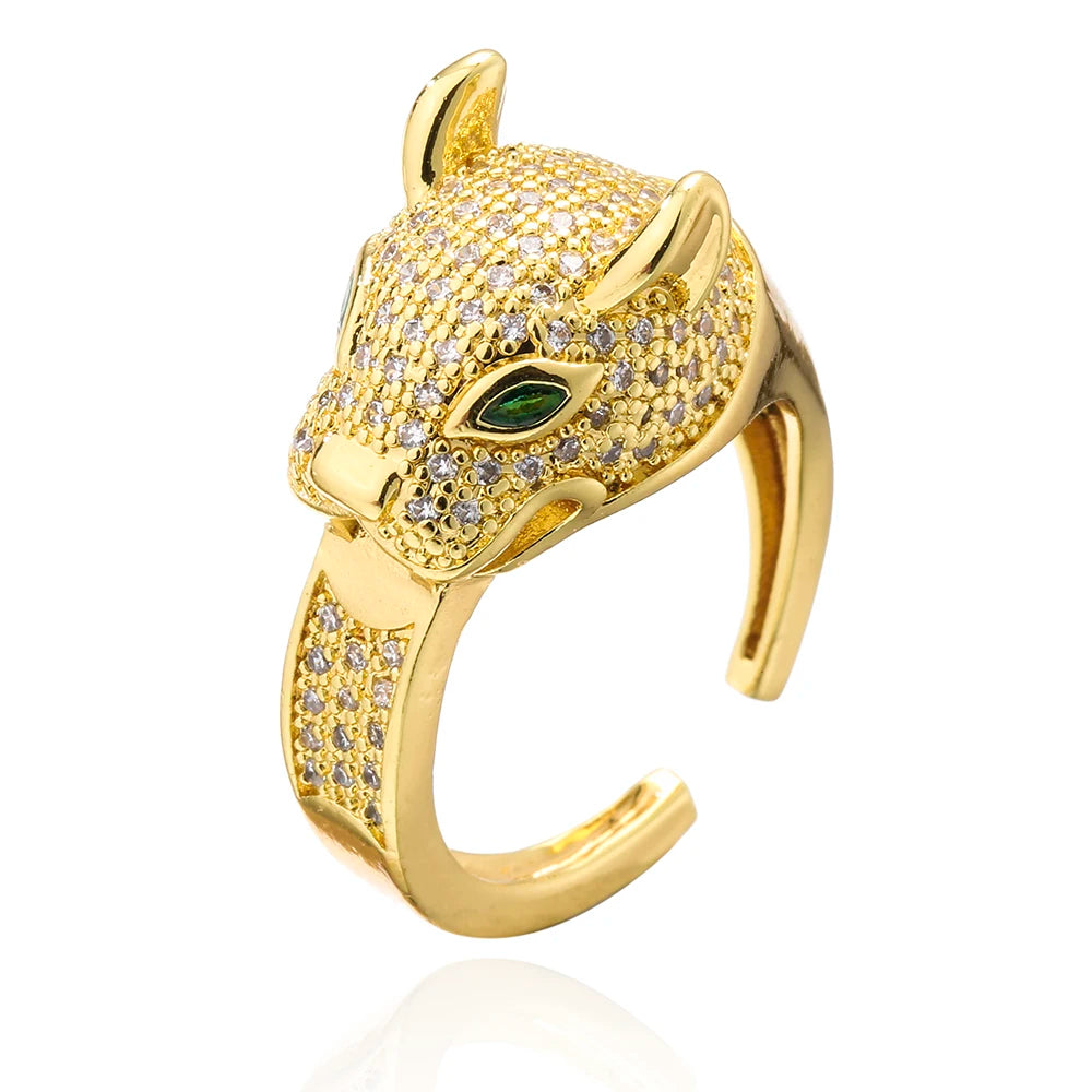 2025 New Fashion Statement Big Animal Ring For Women Girl Party Jewelry Gold Color Hollow Leopard Open Ring Wholesale