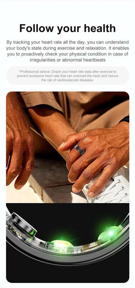 2024 Grey R03 5ATM Waterproof Smart Ring For Men Women Health Monitoring 100+ Sport Modes Fitness Tracking Waterproof Sport Ring