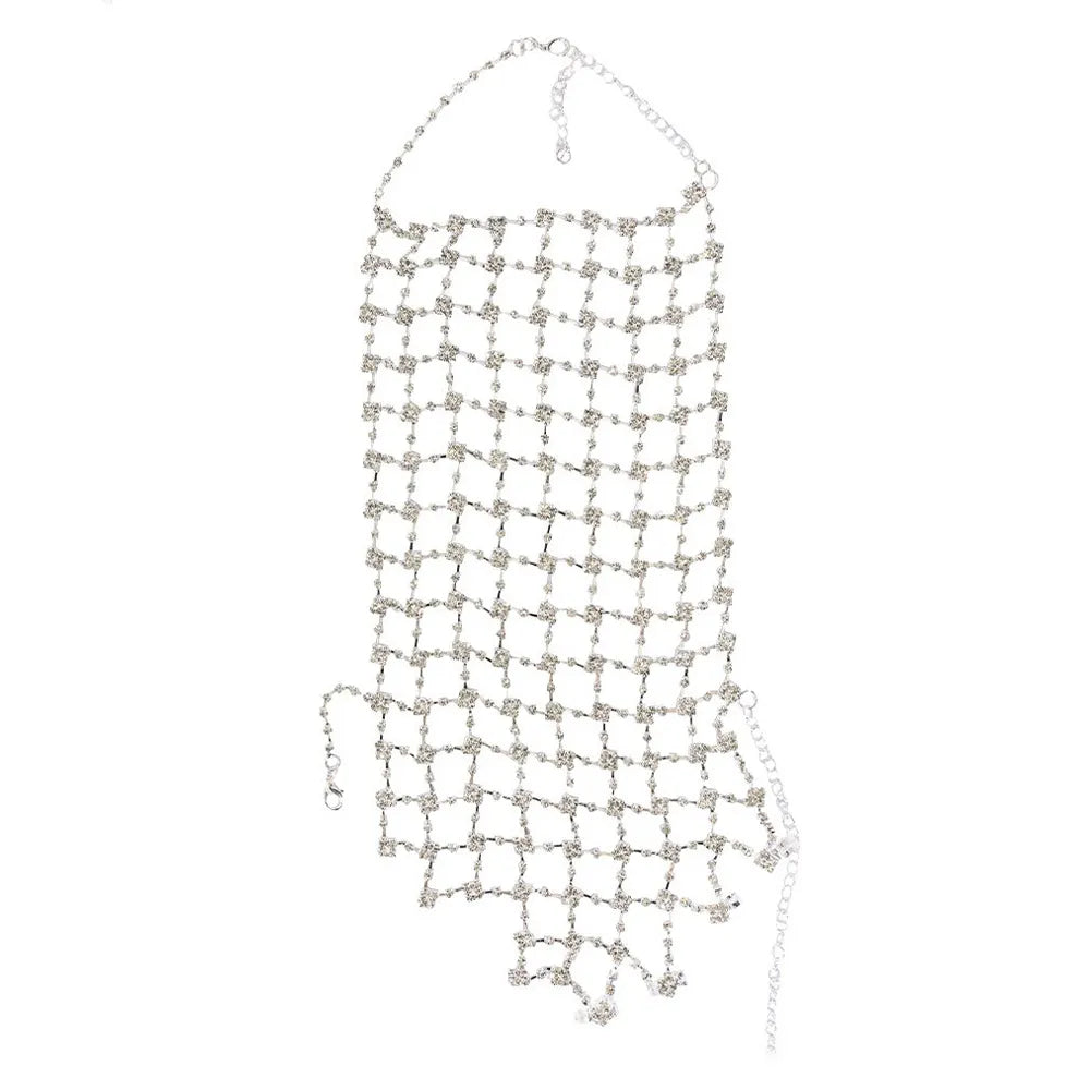 Elegant women's luxury bracelet with a long mesh design, featuring charms and free shipping. This fashionable arm chain jewelry serves as a hand accessory perfect for weddings, parties, or any special occasion.