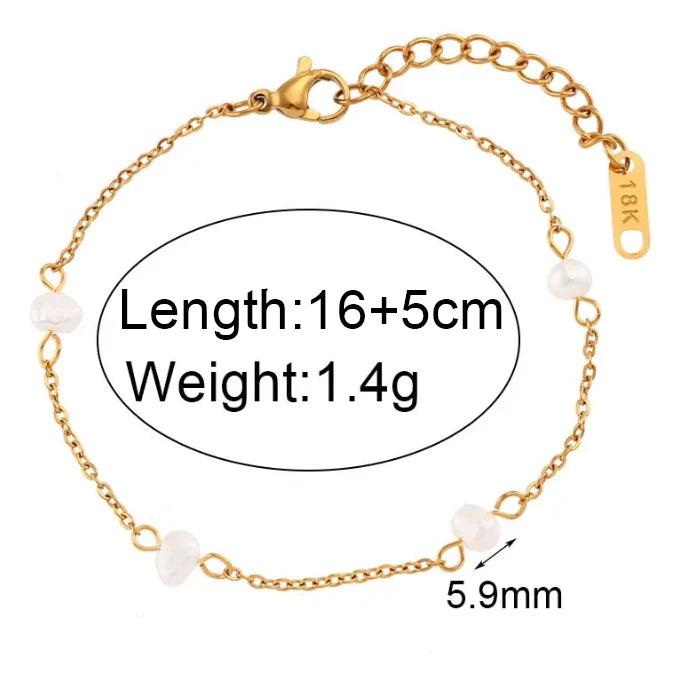 Anti-allergy Stainless Steel Chain Freshwater Pearl Chain Necklace Bracelets For Women Gold Plated Jewelry Set