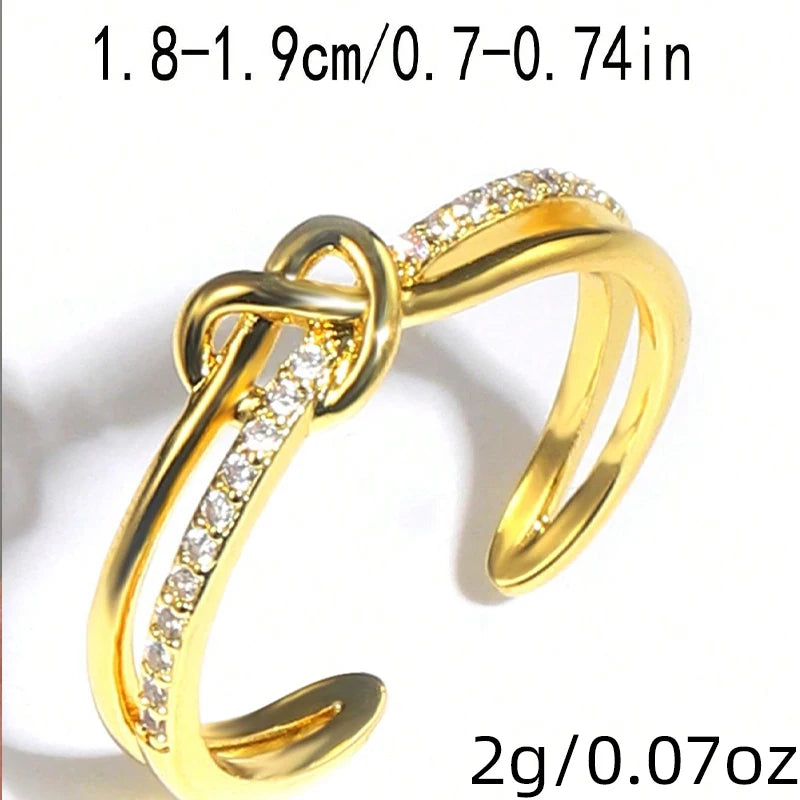 1 Pc Exquisite Cross Twist Design Fashion Simple Silver Gold Rose Gold Color Rings Women Daily Party Gift Open Ring