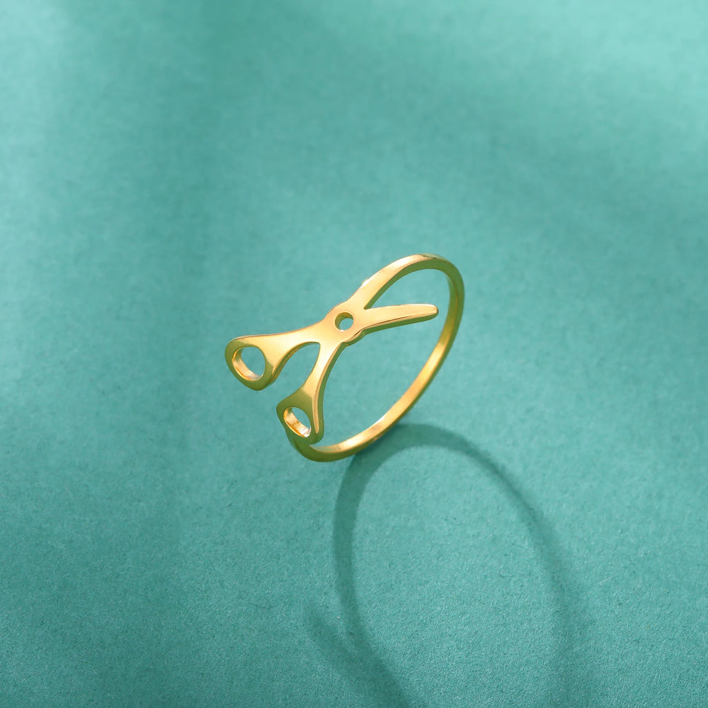 Unift Hairstyle Scissors Rings Stainless Steel Ring Fashion Jewelry Hairdressers Barbershop Anniversary Accessories Women Men