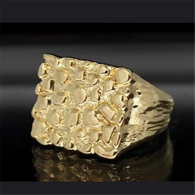 New Jewelry Hollowed-out Ring Electroplating  Protection Wear Resistant Men's Ring Personality Uneven Bumpy Rings