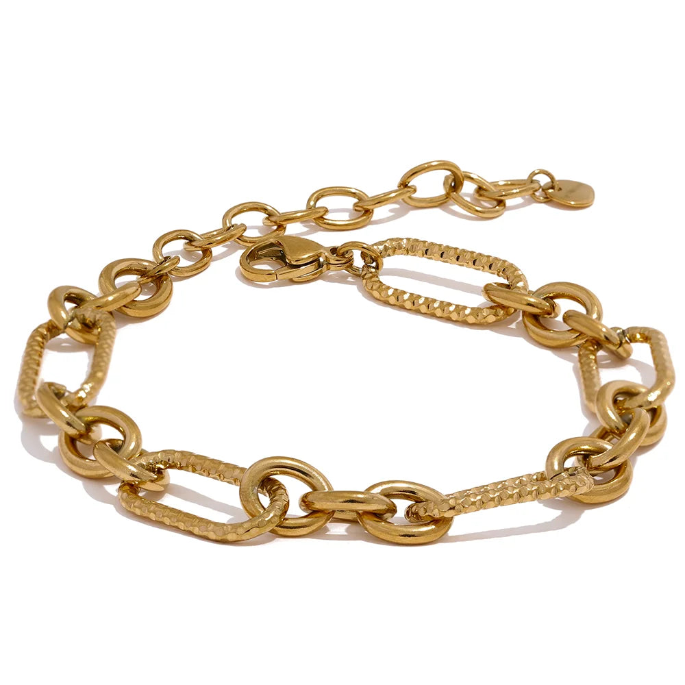 Waterproof Stainless Steel Metal Handmade Neck Chain Necklace Bracelet for Women Statement Fashion Jewelry PVD Plated