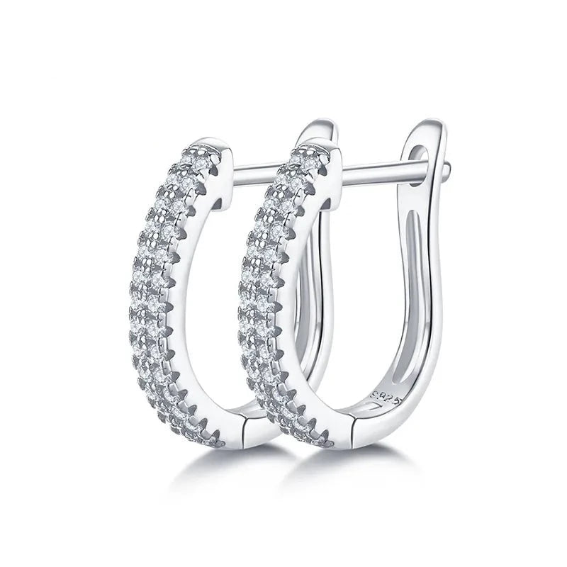14K Gold Plated 925 Sterling Silver Hoop Earrings Moissanite U-Shaped Huggie Earrings Hypoallergenic Gift For Her