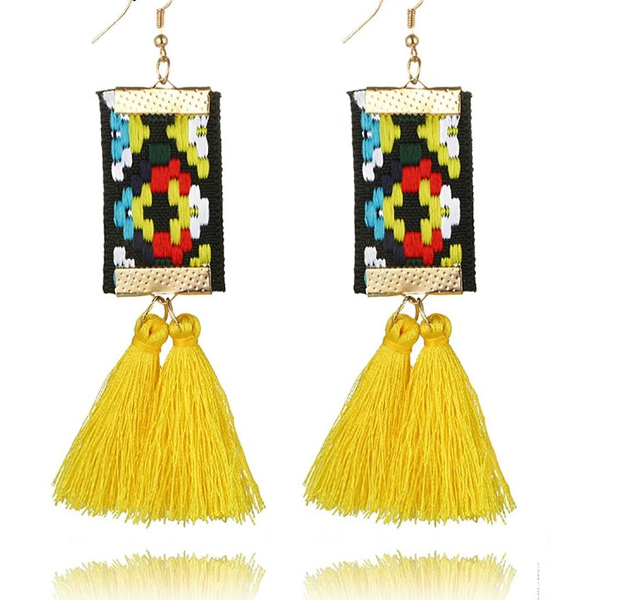 These fashionable Ethnic Square Earrings feature a chic zinc alloy design perfect for any stylish look! Ideal for the modern woman, these drop earrings make a bold statement in any ensemble.