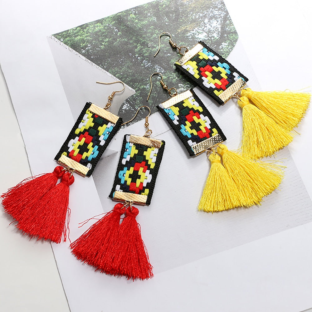These fashionable Ethnic Square Earrings feature a chic zinc alloy design perfect for any stylish look! Ideal for the modern woman, these drop earrings make a bold statement in any ensemble.