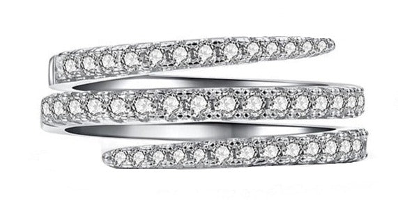 3 Round Silver Color Ring with Bling Zircon Stone