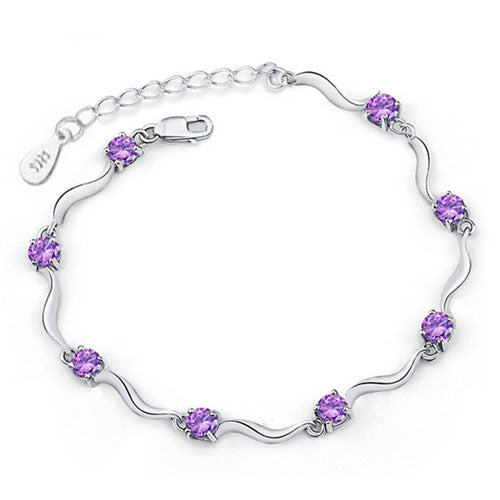 Purple Cubic Zircon Crystal Bracelet