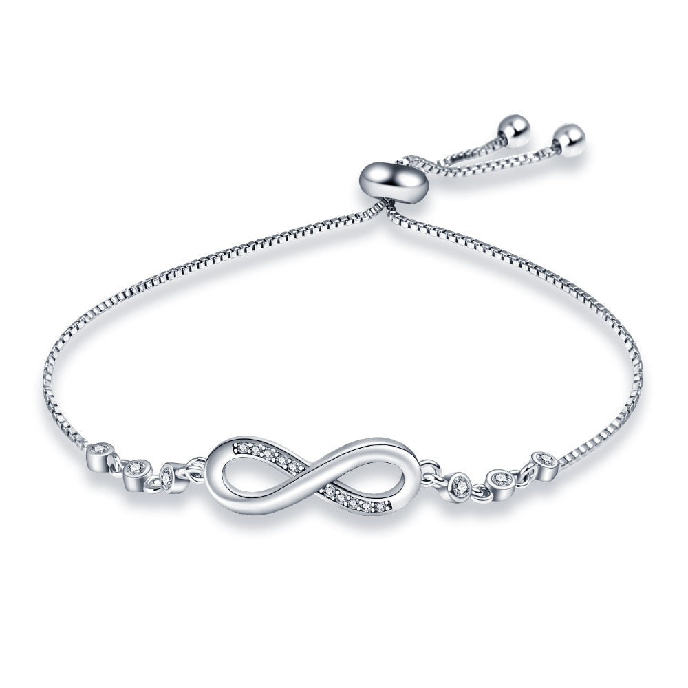 Designed with timeless classic style, this 925 Sterling Silver Infinity Bracelet adds a luxurious look to every ensemble. Perfect for women who cherish fine jewelry, this bracelet is sure to take any outfit to the next level.