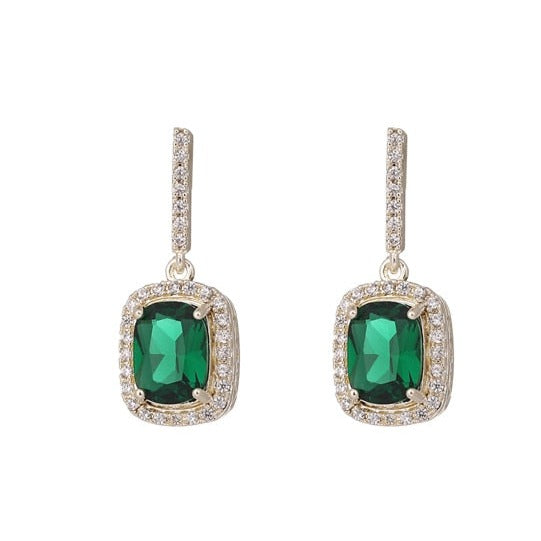 French Vintage Green Gem Earrings